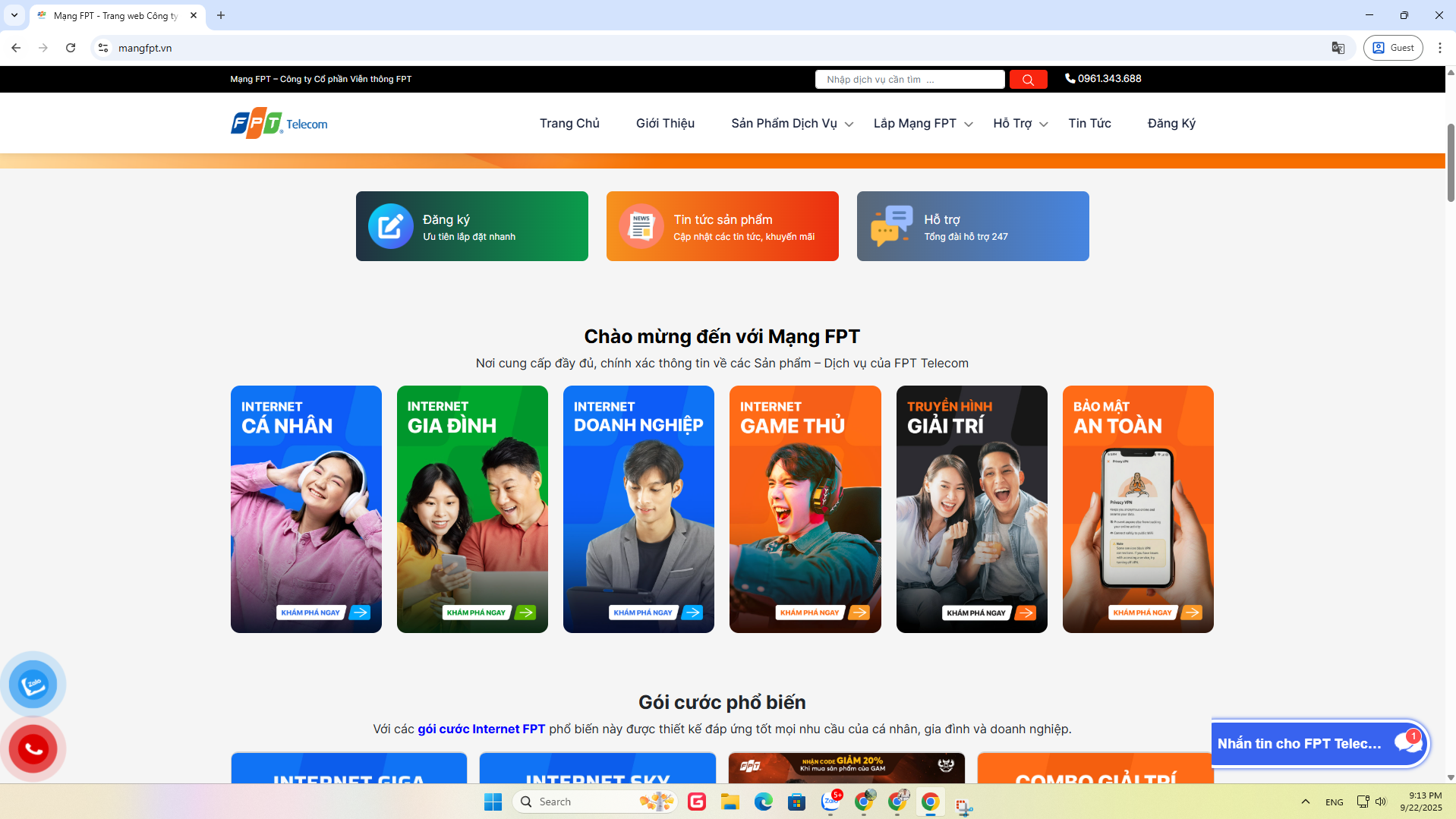 MangFPT.vn trang chính thức đăng ký dịch vụ FPT cho gia đình và doanh nghiệp