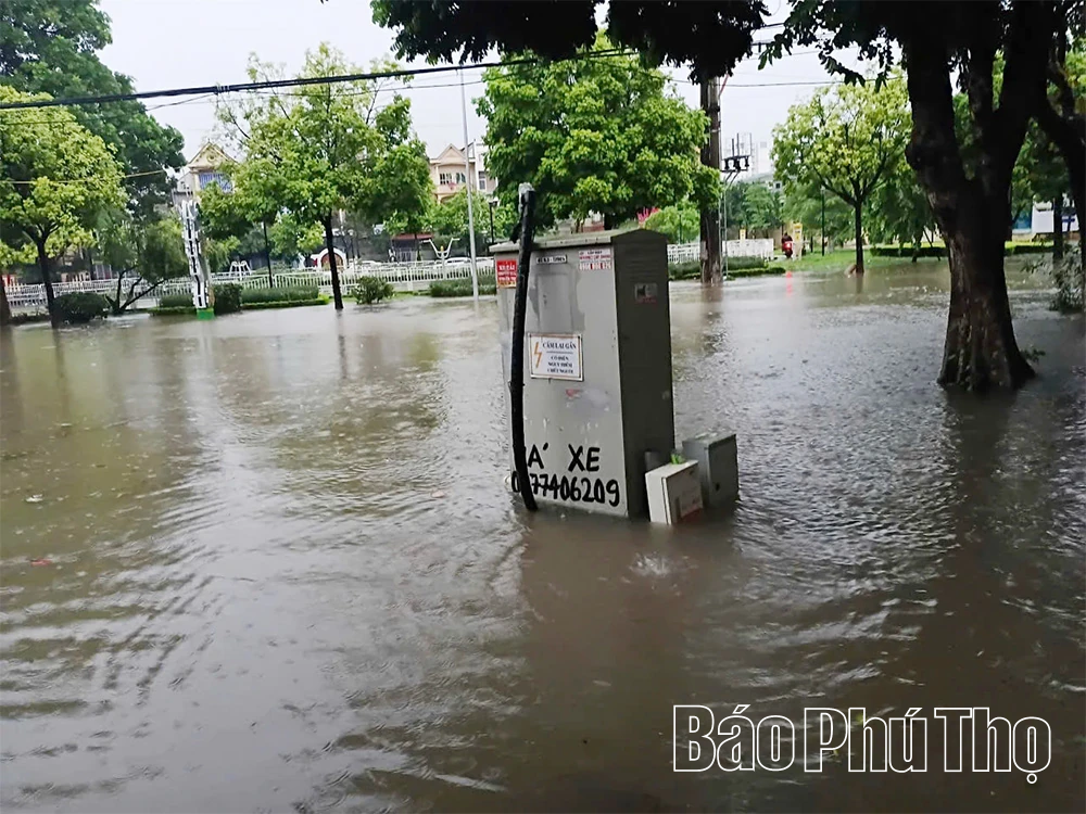 Ngập úng cục bộ tại phường Vĩnh Phúc sau mưa lớn do bão Bualoi