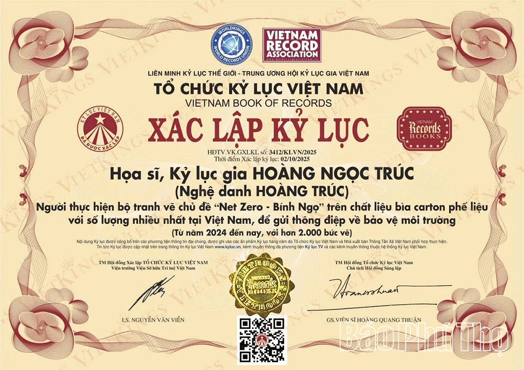 Họa sĩ Hoàng Trúc lần thứ ba xác lập Kỷ lục Việt Nam