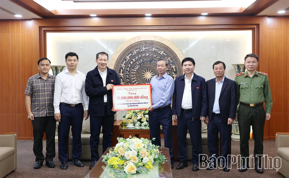 Tỉnh Đồng Nai hỗ trợ kinh phí 12 tỷ đồng để tỉnh Phú Thọ khắc phục hậu quả thiên tai