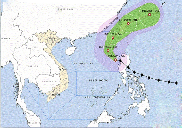 Thời tiết ngày 10/11: Bão Fung Wong vào Biển Đông với gió giật cấp 16 và trở thành bão số 14