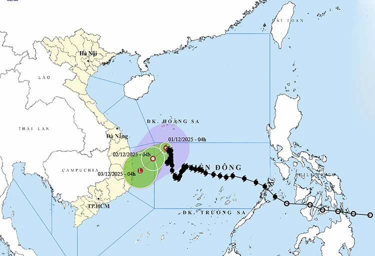 Thời tiết ngày 1/12: Bão số 15 suy yếu dần, cảnh báo sóng lớn và gió mạnh