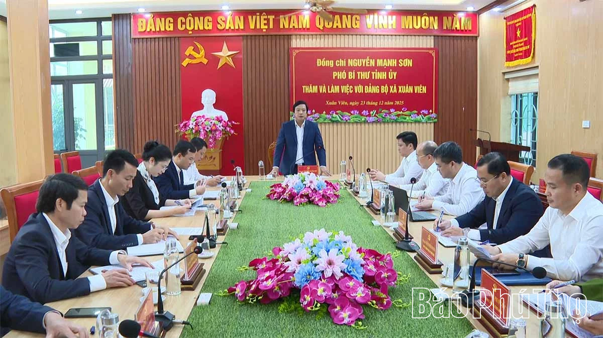 Phó Bí thư Tỉnh ủy Nguyễn Mạnh Sơn làm việc với Ban Thường vụ Đảng ủy xã Xuân Viên