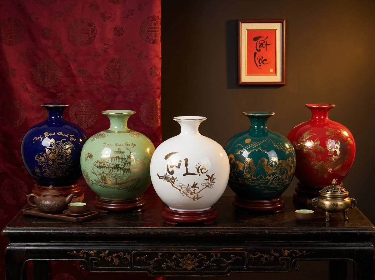 Bình hút lộc gốm sứ Bát Tràng cao cấp - Gốm sứ Phúc Lộc Viên Minh