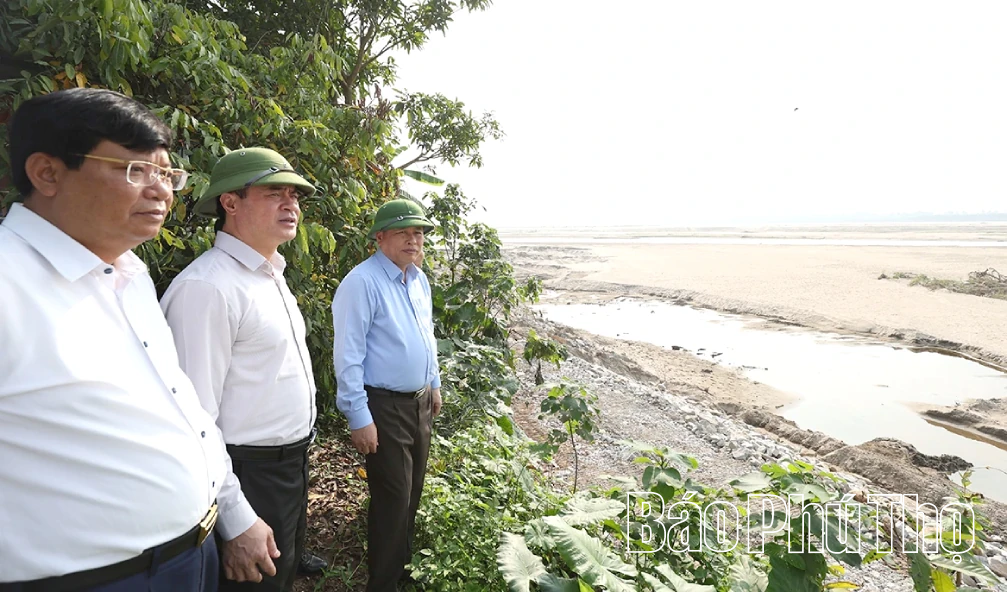 Phó Chủ tịch UBND tỉnh Đinh Công Sứ kiểm tra khắc phục sự cố sạt lở bờ vở sông Thao