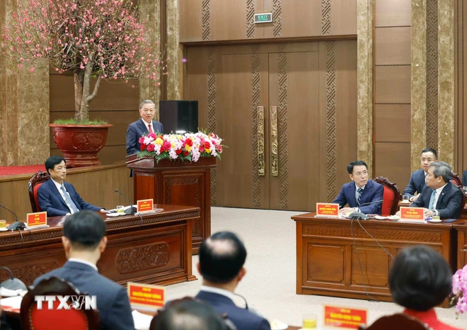 Tổng Bí thư Tô Lâm thăm, chúc Tết Đảng bộ, chính quyền, nhân dân Thủ đô Hà Nội