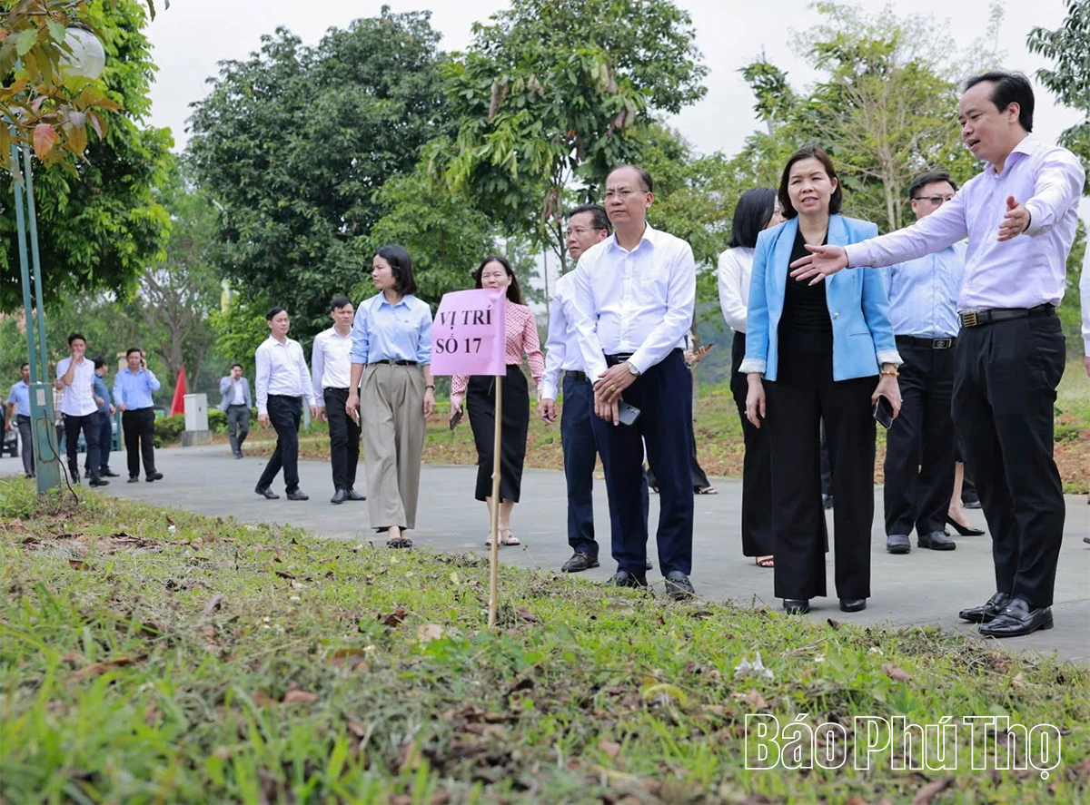 Phó Chủ tịch UBND tỉnh Phùng Thị Kim Nga nghe báo cáo triển khai các hoạt động phục vụ Giỗ Tổ Hùng Vương năm 2026
