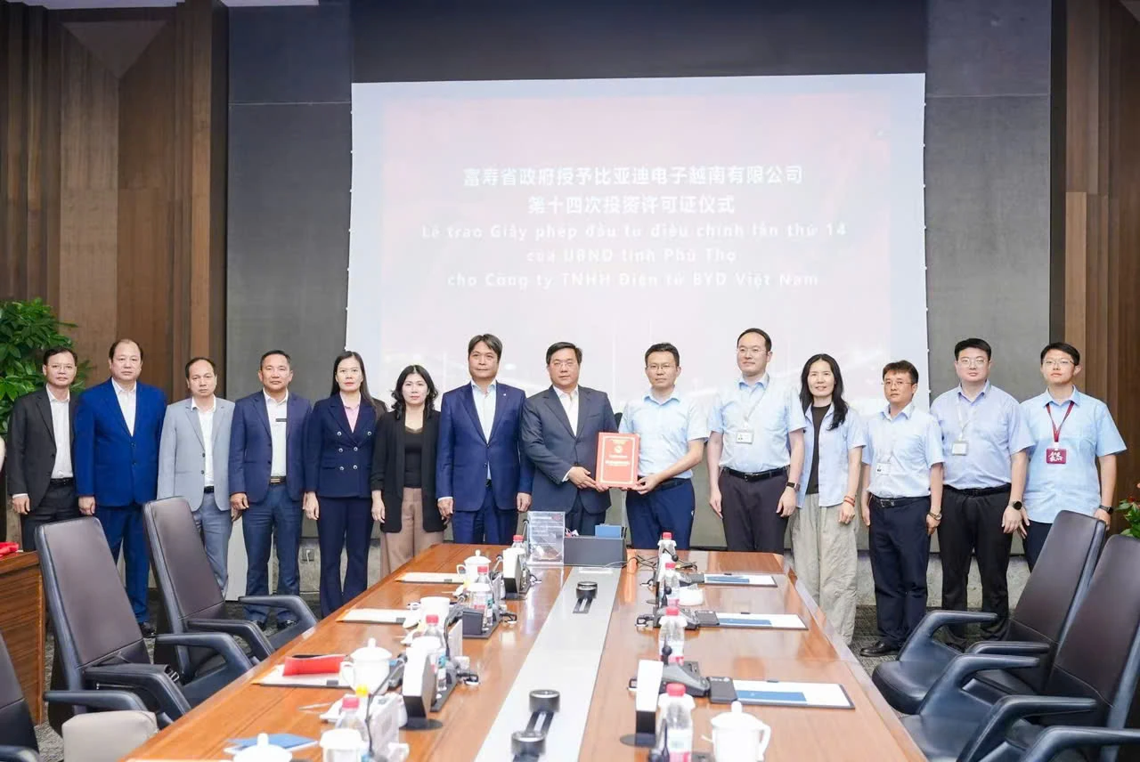 Đoàn đại biểu tỉnh Phú Thọ làm việc với Tập đoàn BYD về hợp tác trong lĩnh vực xe điện và năng lượng mới