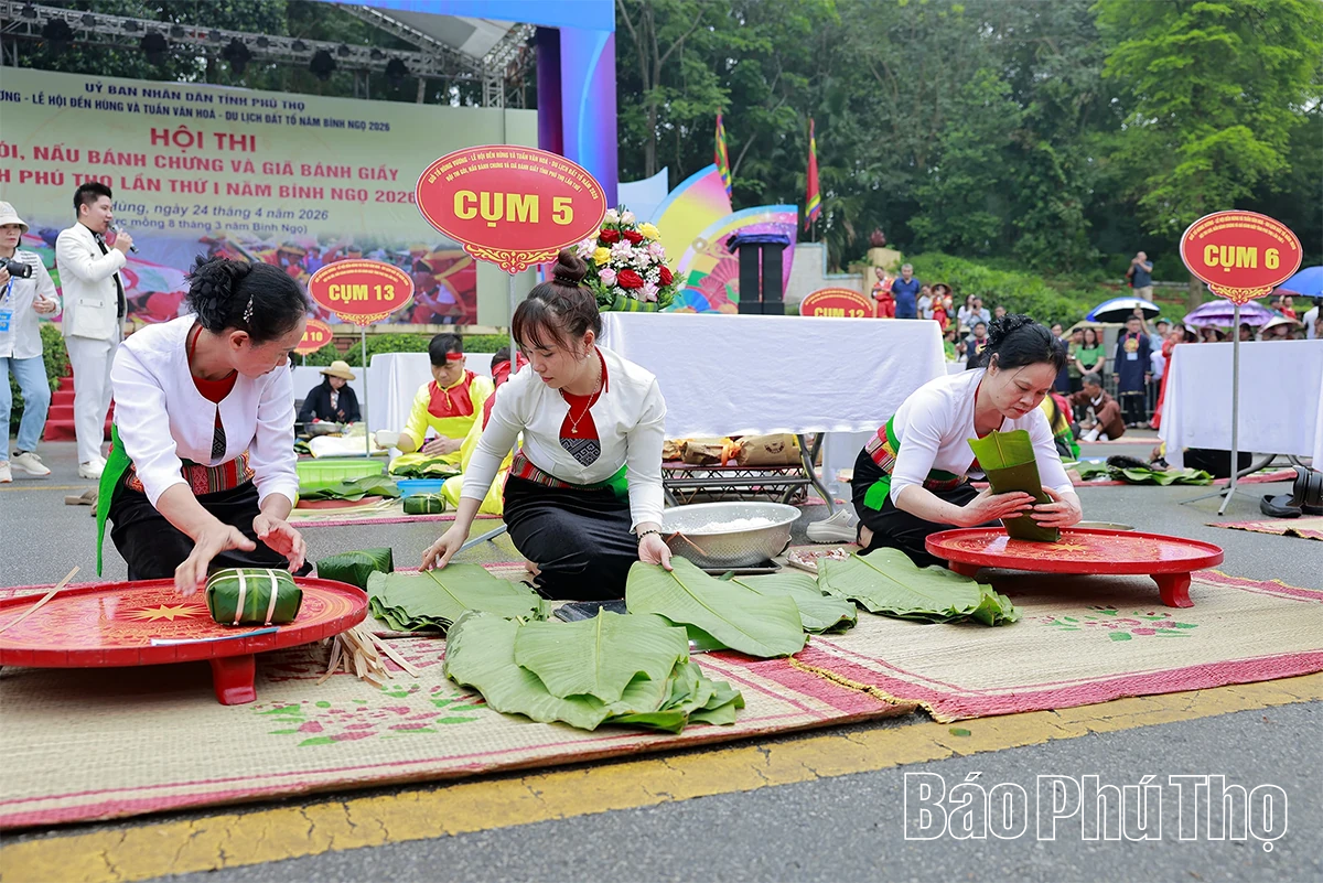 Hội thi gói, nấu bánh chưng và giã bánh giầy tỉnh Phú Thọ lần thứ I