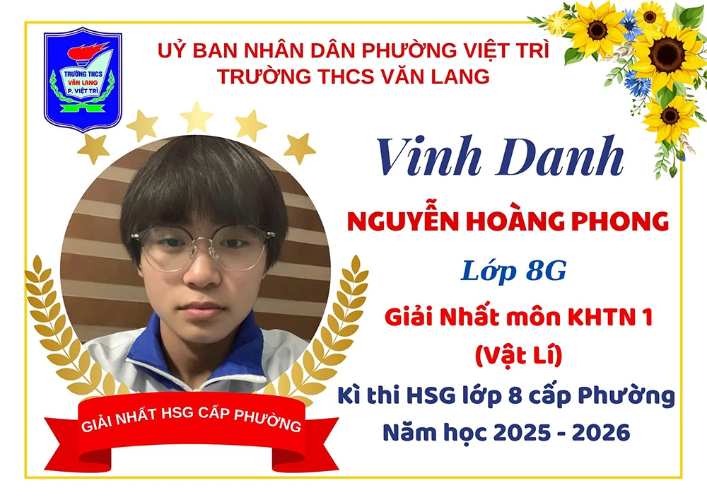 Trường THCS Văn Lang đạt 91 giải trong kỳ thi học sinh giỏi lớp 8 cấp phường