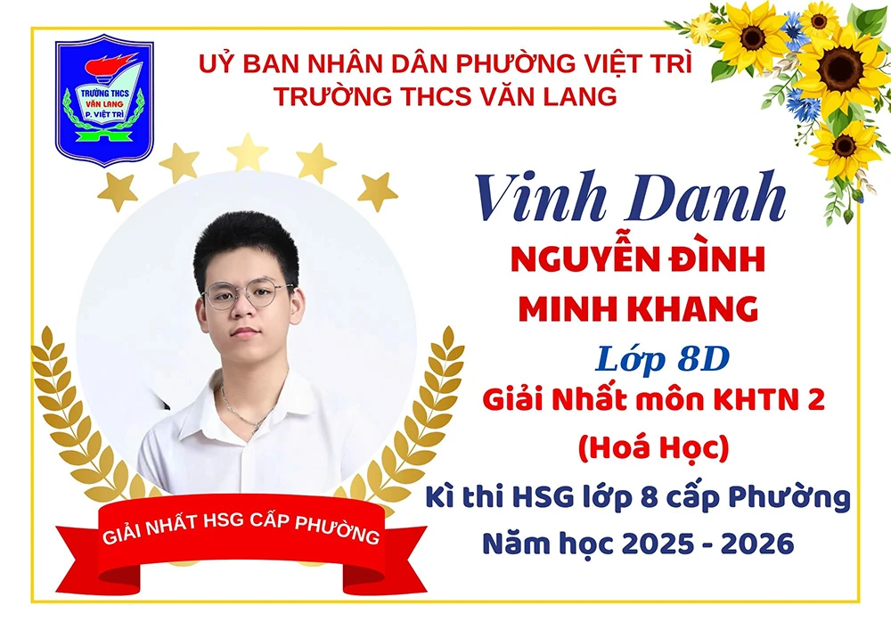 Trường THCS Văn Lang đạt 91 giải trong kỳ thi học sinh giỏi lớp 8 cấp phường
