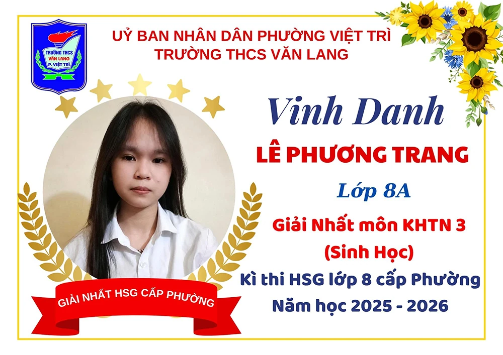 Trường THCS Văn Lang đạt 91 giải trong kỳ thi học sinh giỏi lớp 8 cấp phường