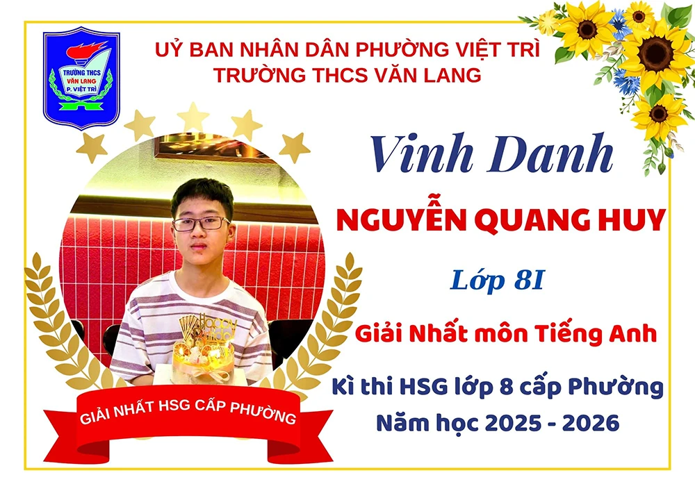 Trường THCS Văn Lang đạt 91 giải trong kỳ thi học sinh giỏi lớp 8 cấp phường