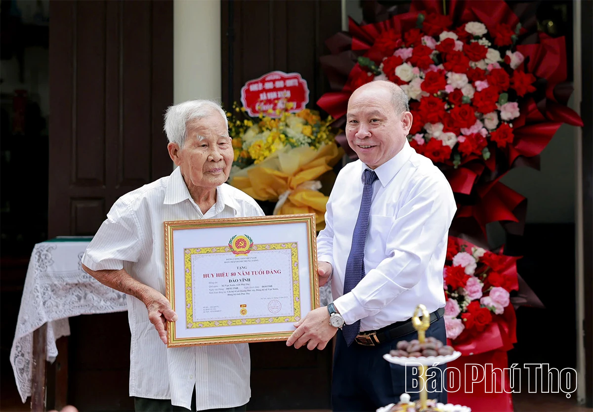 Trao Huy hiệu 80 năm tuổi Đảng tặng đảng viên Đào Vĩnh