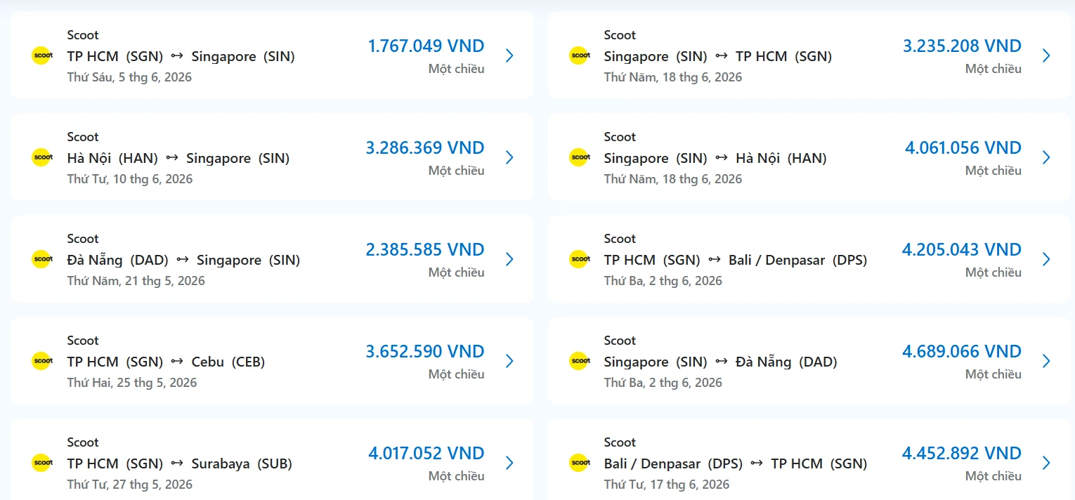 Review Scoot Airlines hãng hàng không tiết kiệm và tiện lợi