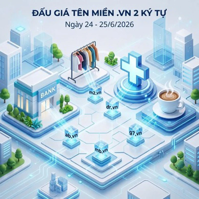 76 tên miền “.vn” ngắn, đẹp chính thức lên sàn đấu giá đợt 2/2026