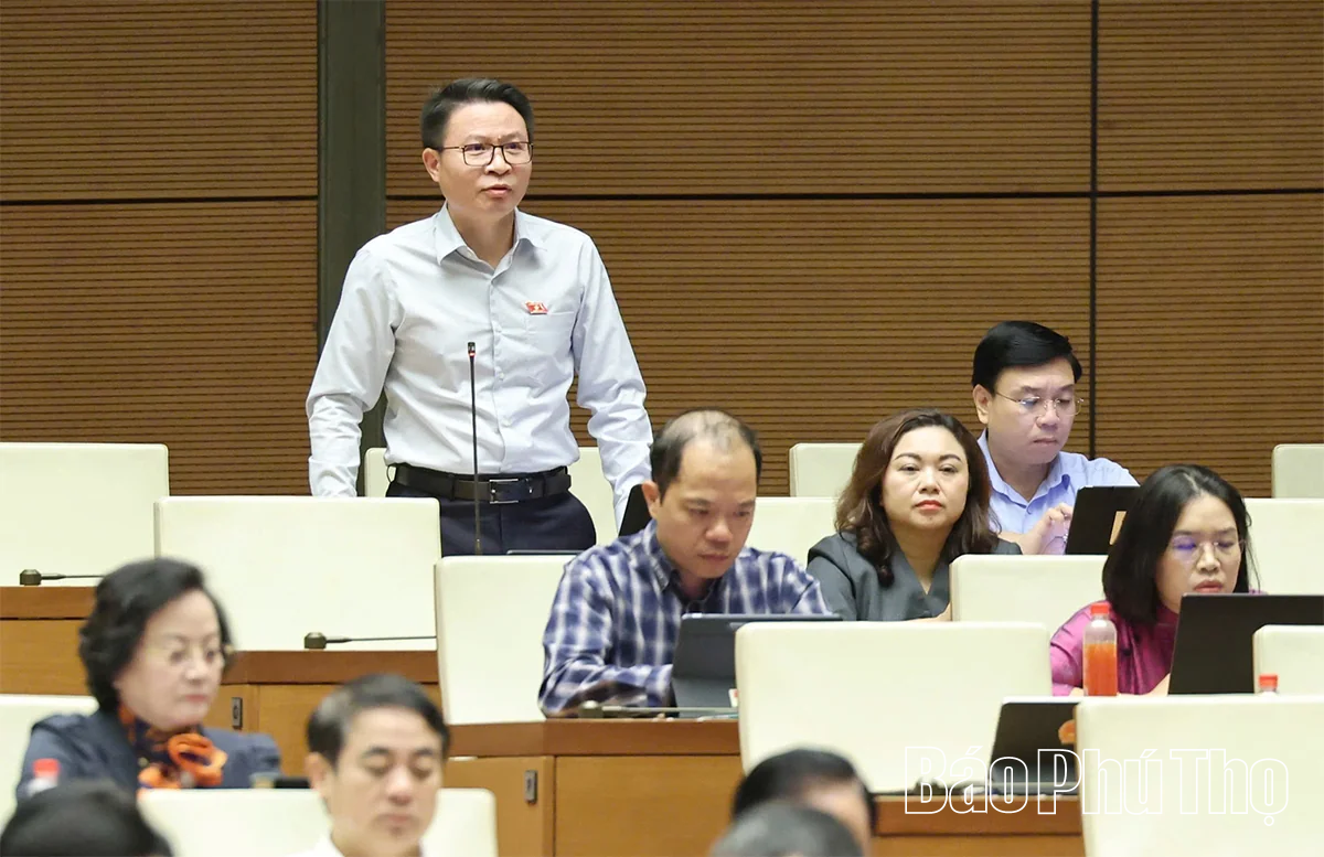 Đại biểu Quốc hội tỉnh Phú Thọ thảo luận ở hội trường về dự án luật