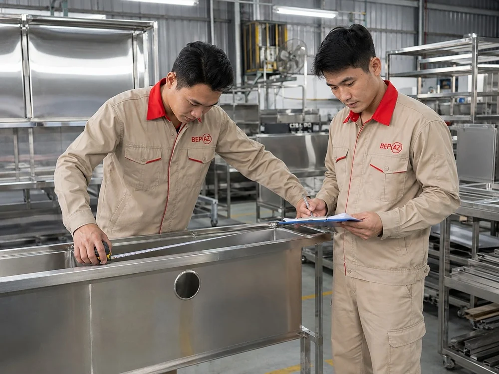 Thiết kế bếp công nghiệp cần đi cùng năng lực sản xuất tại xưởng