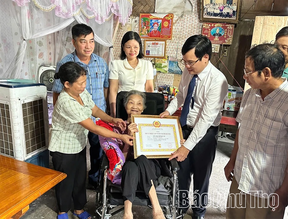 Trao tặng Huy hiệu Đảng cho các đảng viên cao tuổi xã Vĩnh Chân