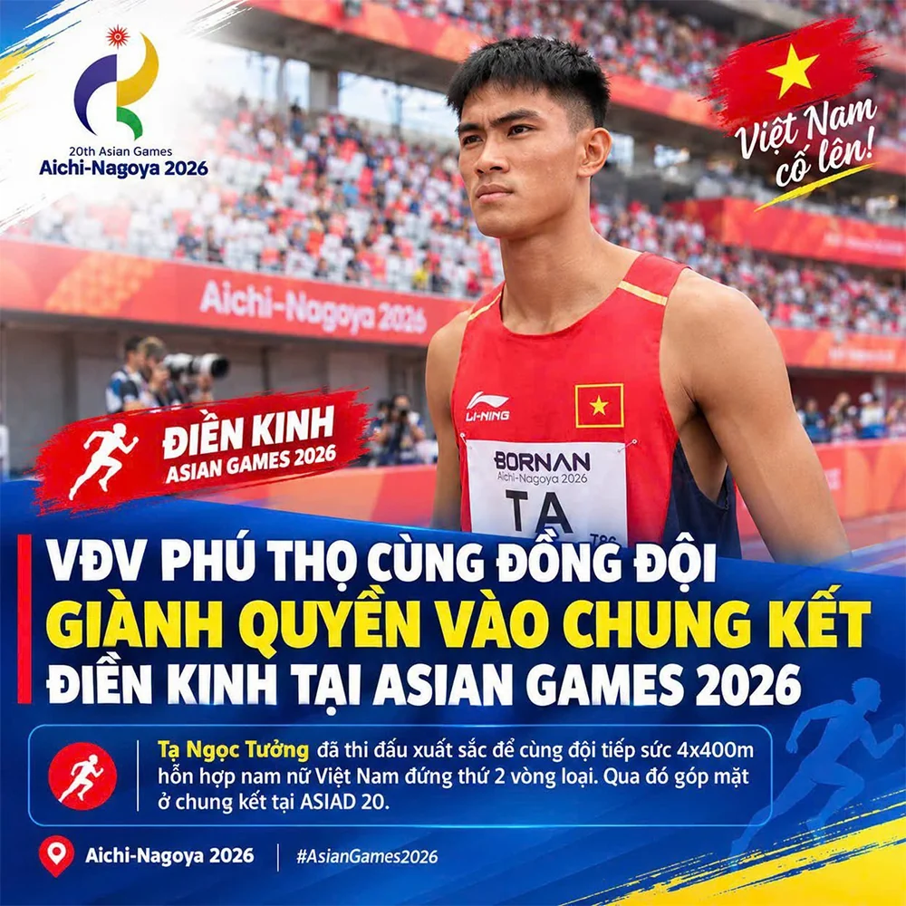 Vận động viên điền kinh Phú Thọ vào chung kết nội dung 4x400m tiếp sức hỗn hợp nam nữ tại ASIAD 20