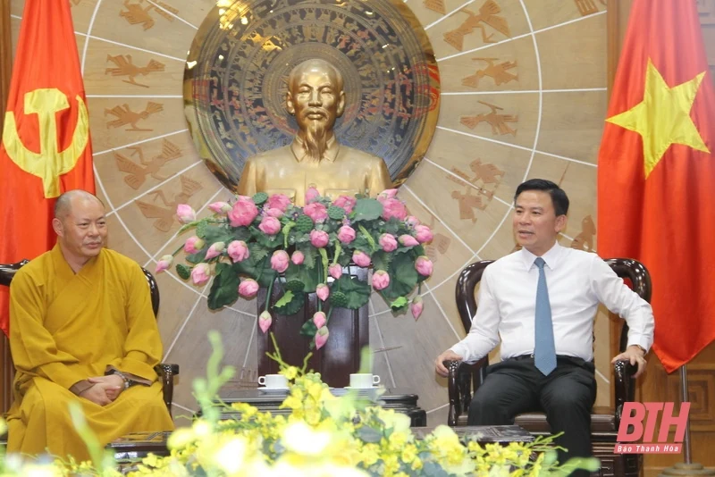 Bí thư Tỉnh ủy Đỗ Trọng Hưng tiếp đoàn Ban Trị sự Giáo hội Phật giáo tỉnh Thanh Hóa nhiệm kỳ 2022 - 2027