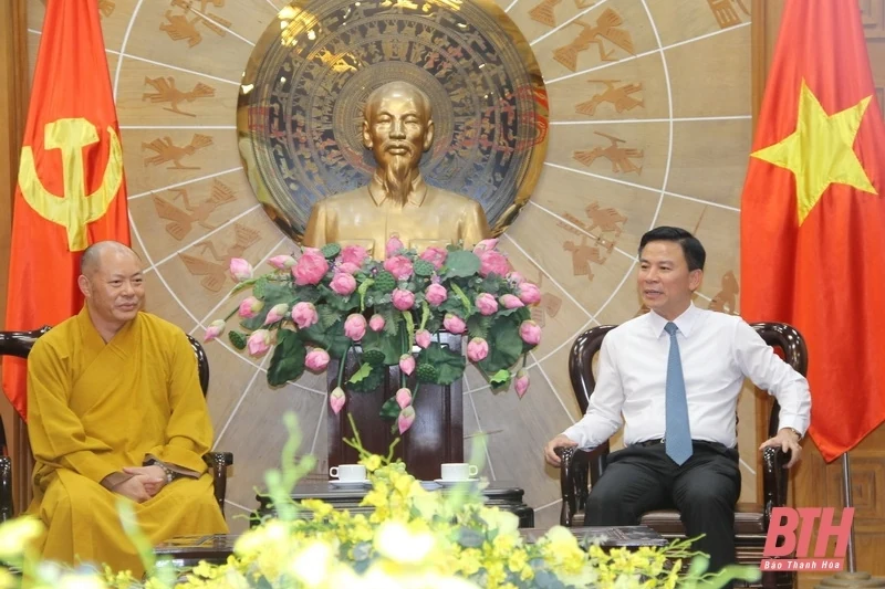 Bí thư Tỉnh ủy Đỗ Trọng Hưng tiếp đoàn Ban Trị sự Giáo hội Phật giáo tỉnh Thanh Hóa nhiệm kỳ 2022 - 2027
