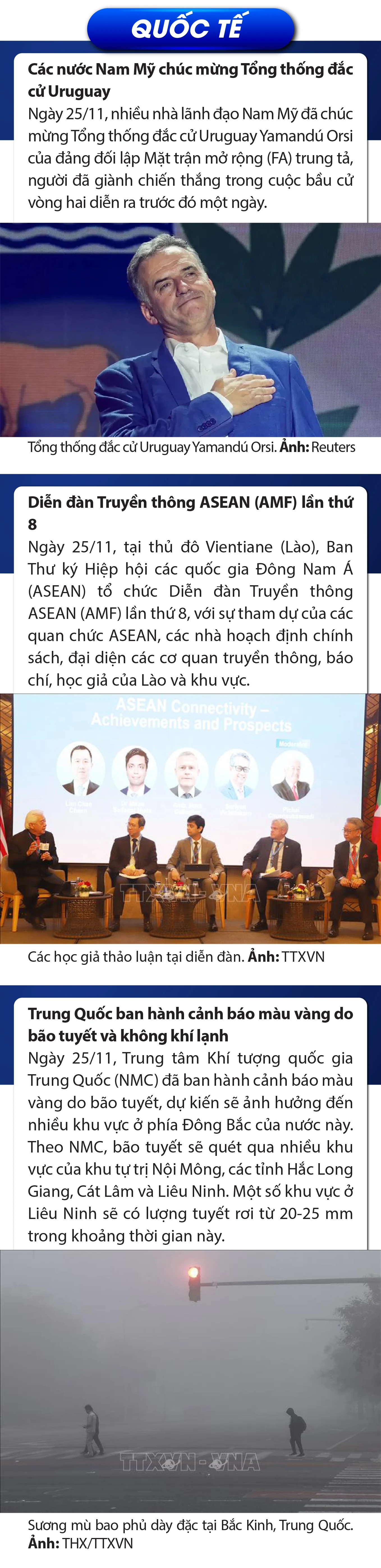 Sự kiện nổi bật trong nước, quốc tế ngày 25/11