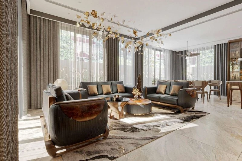 Sofa gỗ óc chó - sự lựa chọn hoàn hảo cho phòng khách gia đình