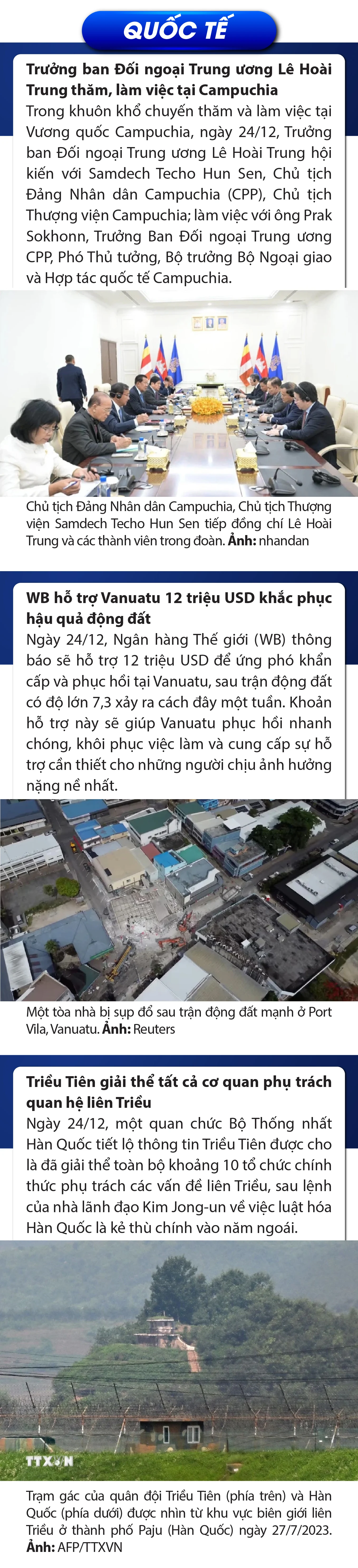 Sự kiện nổi bật trong nước, quốc tế ngày 24/12