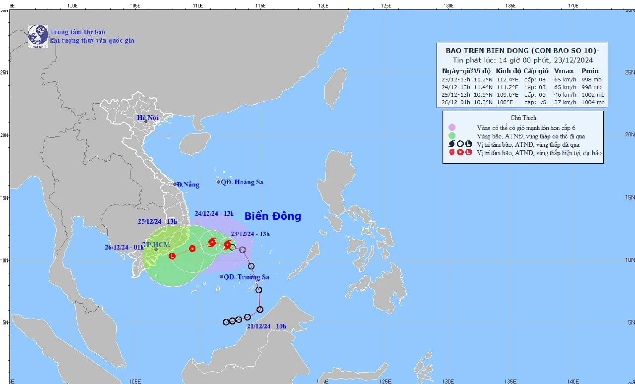 Áp thấp nhiệt đới đã mạnh lên thành bão số 10 năm 2024