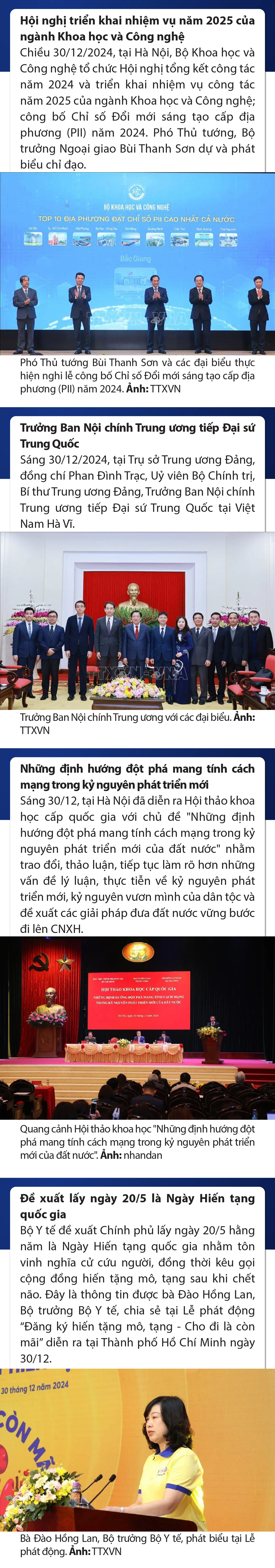 Sự kiện nổi bật trong nước, quốc tế ngày 30/12