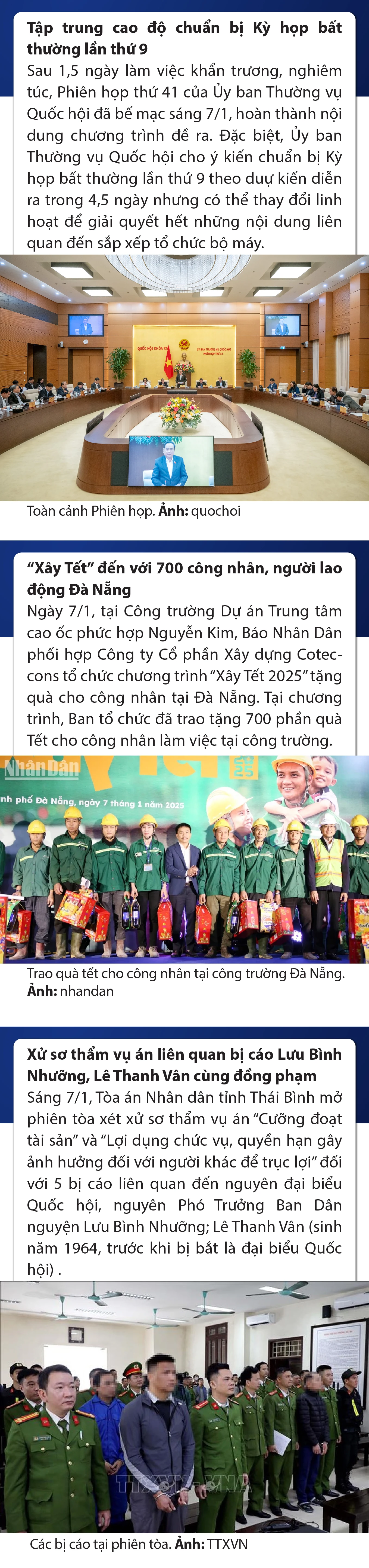 Sự kiện nổi bật trong nước, quốc tế ngày 7/1/2025