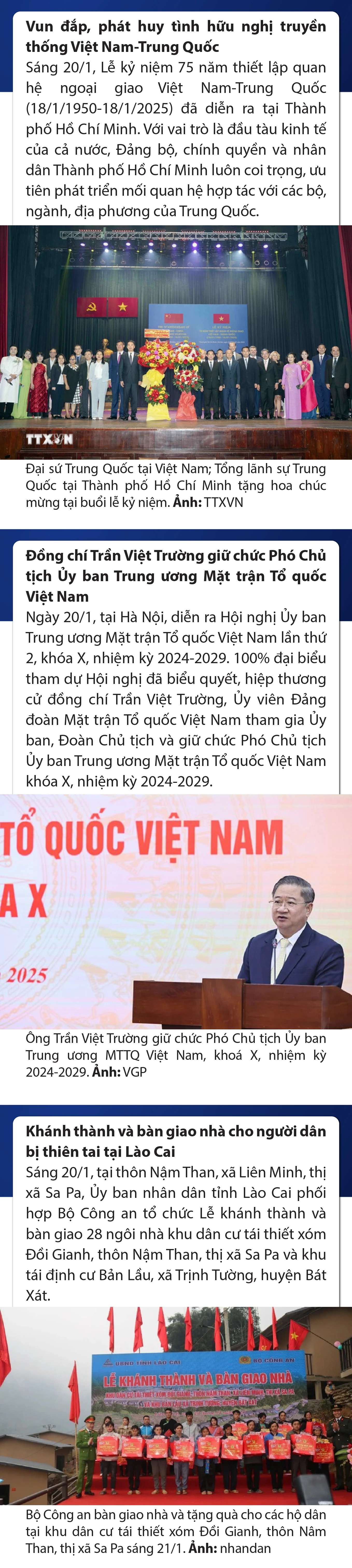 Sự kiện nổi bật trong nước, quốc tế ngày 20/1