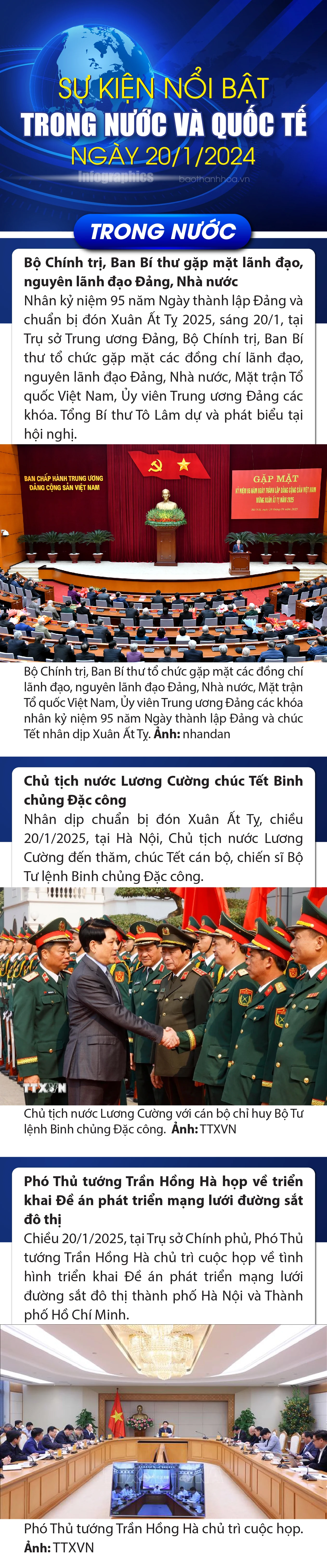 Sự kiện nổi bật trong nước, quốc tế ngày 20/1