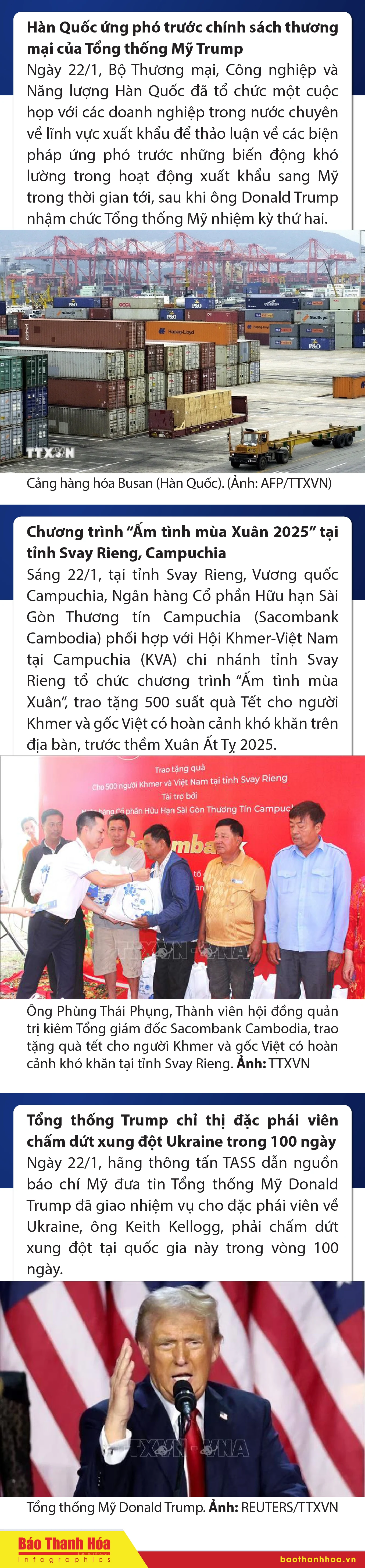 Sự kiện nổi bật trong nước, quốc tế ngày 22/1