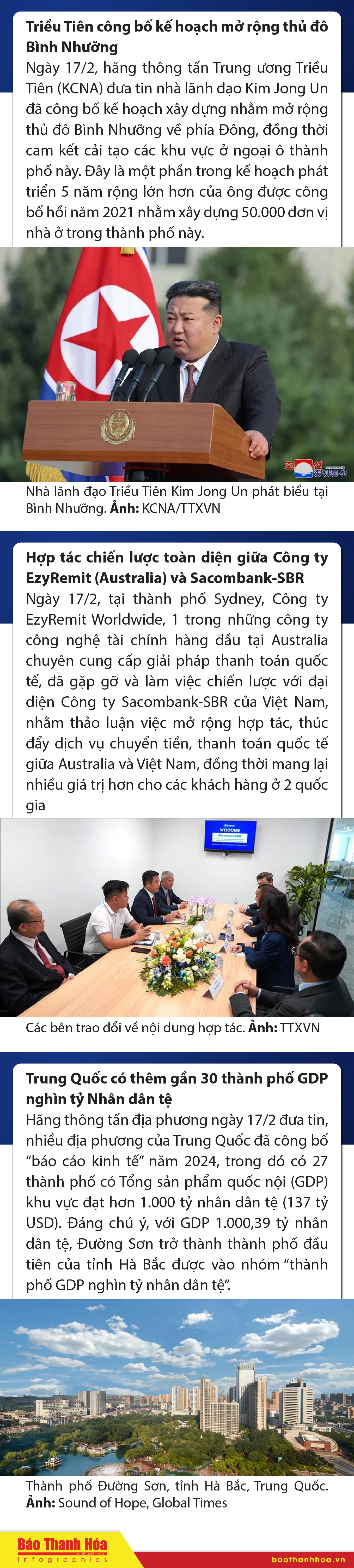 Sự kiện nổi bật trong nước, quốc tế ngày 17/2/2025