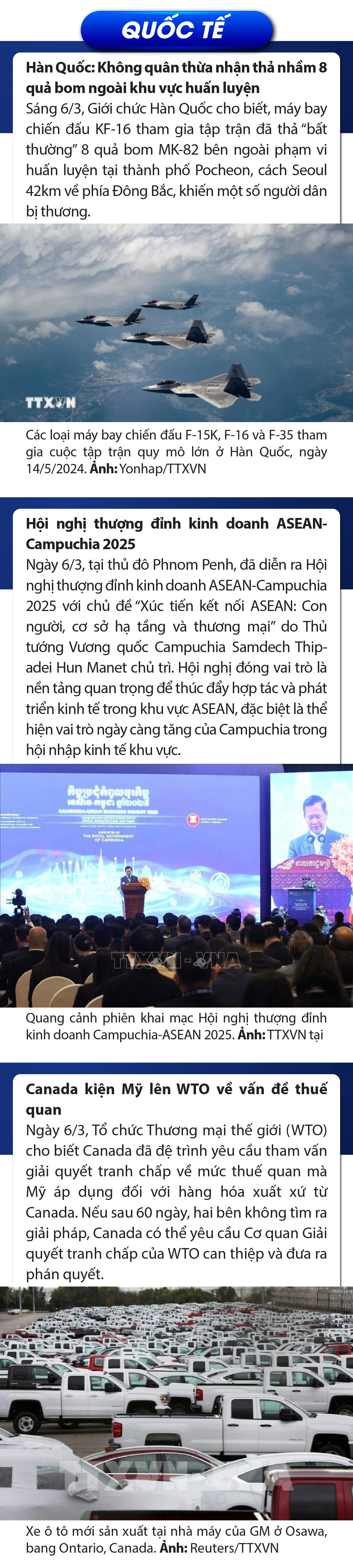 Sự kiện nổi bật trong nước, quốc tế ngày 6/3/2025