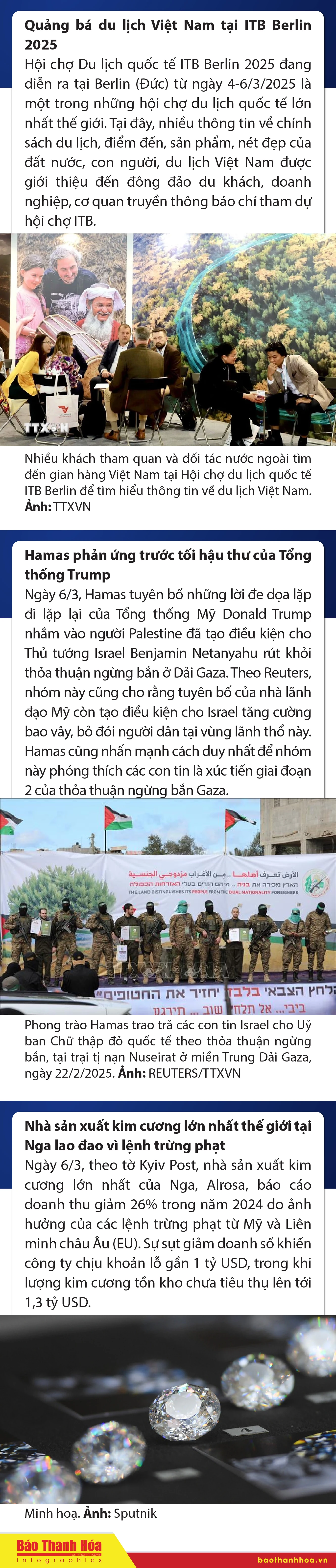 Sự kiện nổi bật trong nước, quốc tế ngày 6/3/2025