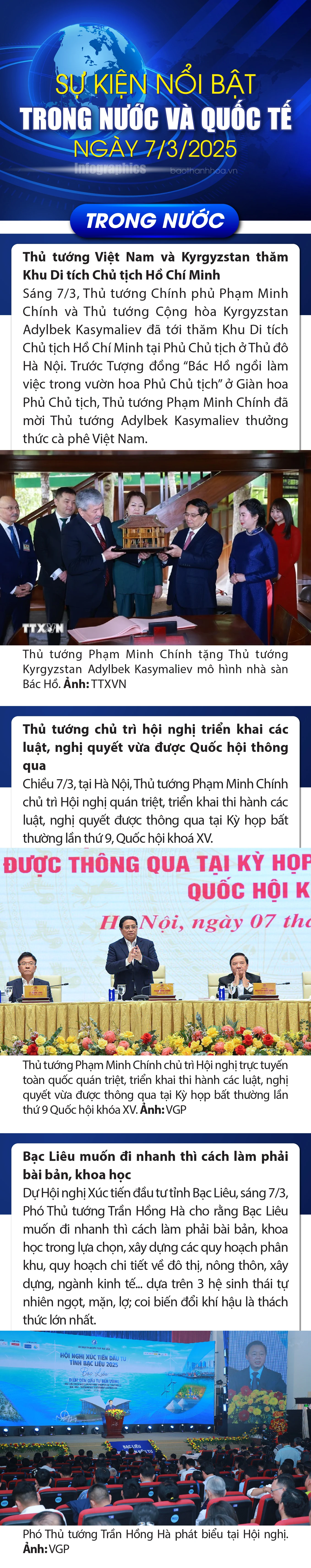 Sự kiện nổi bật trong nước, quốc tế ngày 7/3/2025