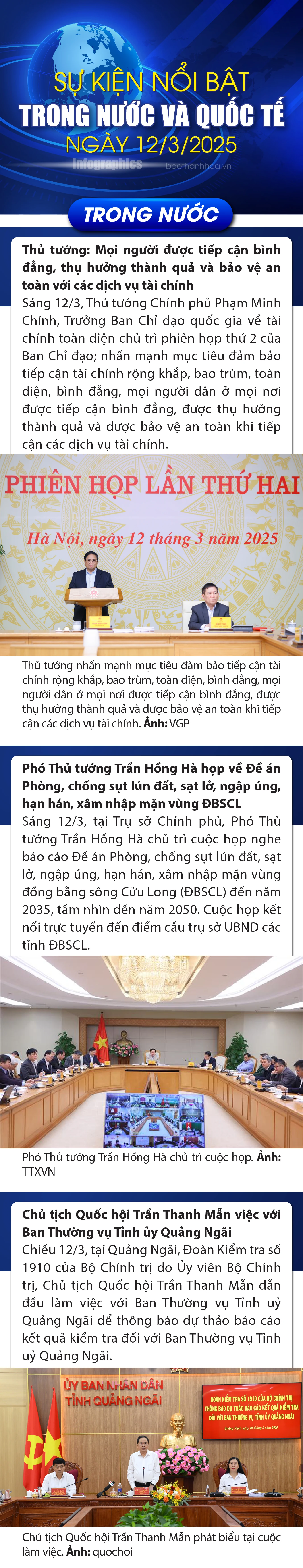 Sự kiện nổi bật trong nước, quốc tế ngày 12/3/2025