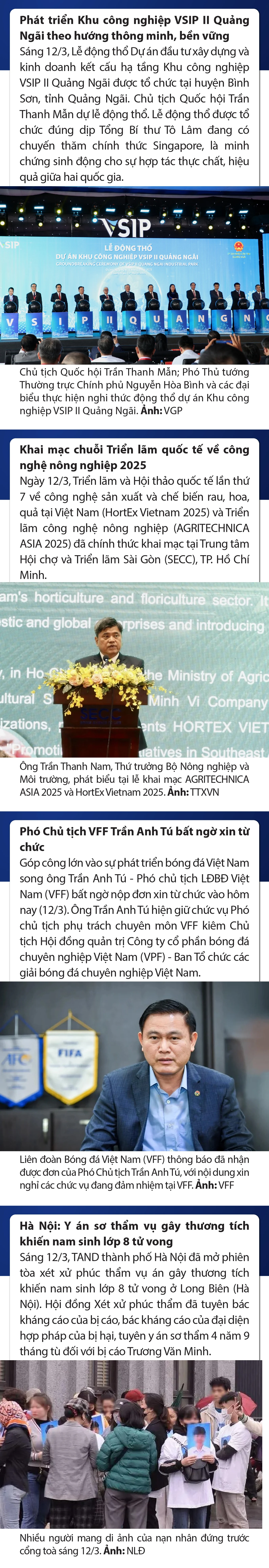 Sự kiện nổi bật trong nước, quốc tế ngày 12/3/2025