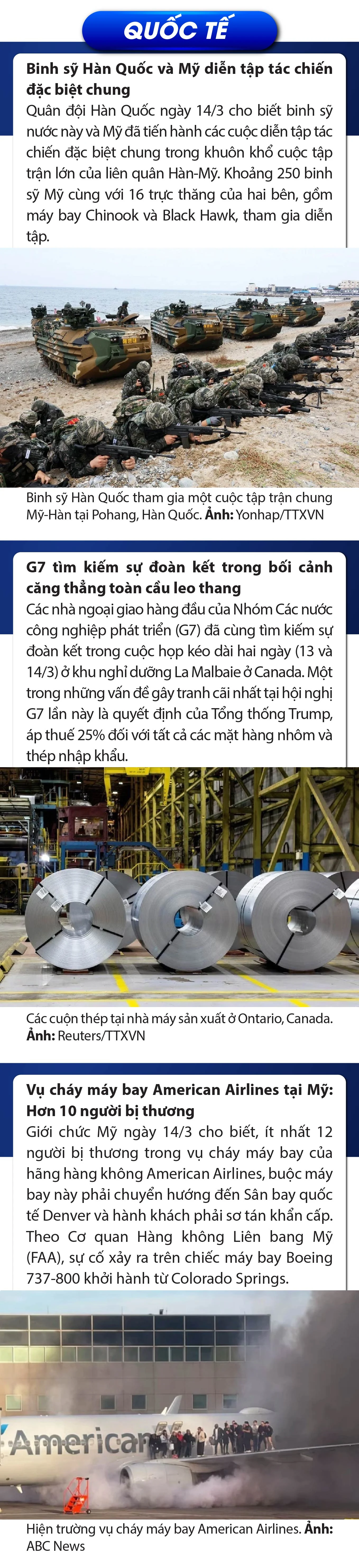 Sự kiện nổi bật trong nước, quốc tế ngày 14/3/2025