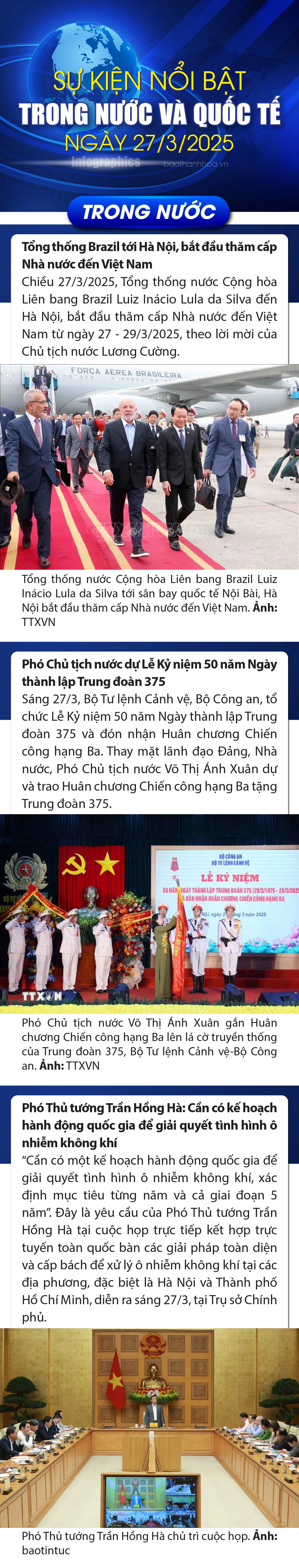 Sự kiện nổi bật trong nước, quốc tế ngày 27/3/2025
