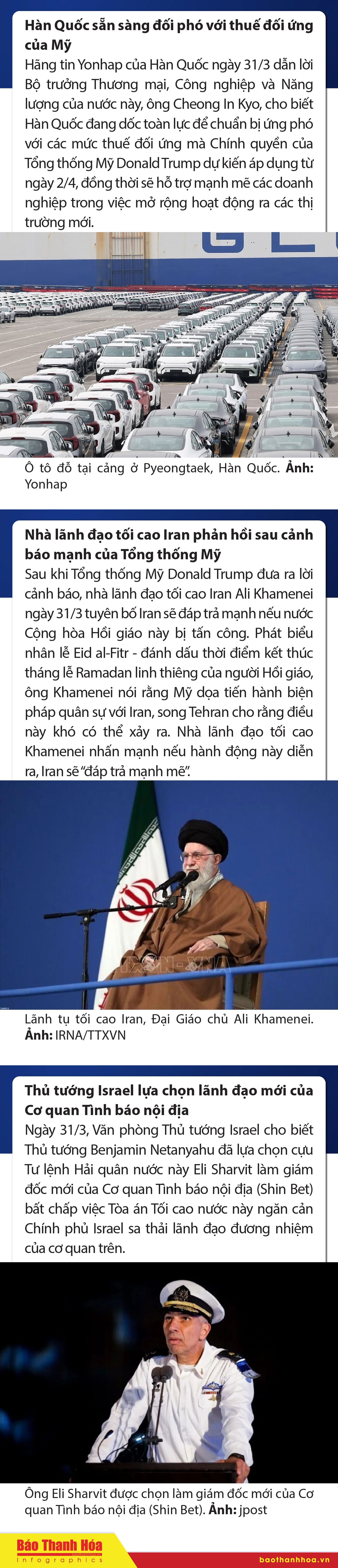 Sự kiện nổi bật trong nước, quốc tế ngày 31/3/2025