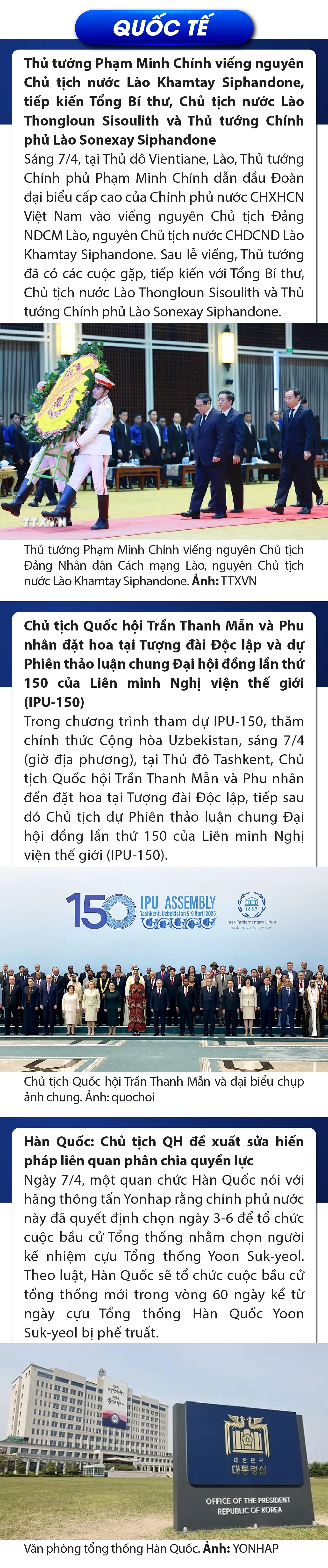 Sự kiện nổi bật trong nước, quốc tế ngày 7/4/2025