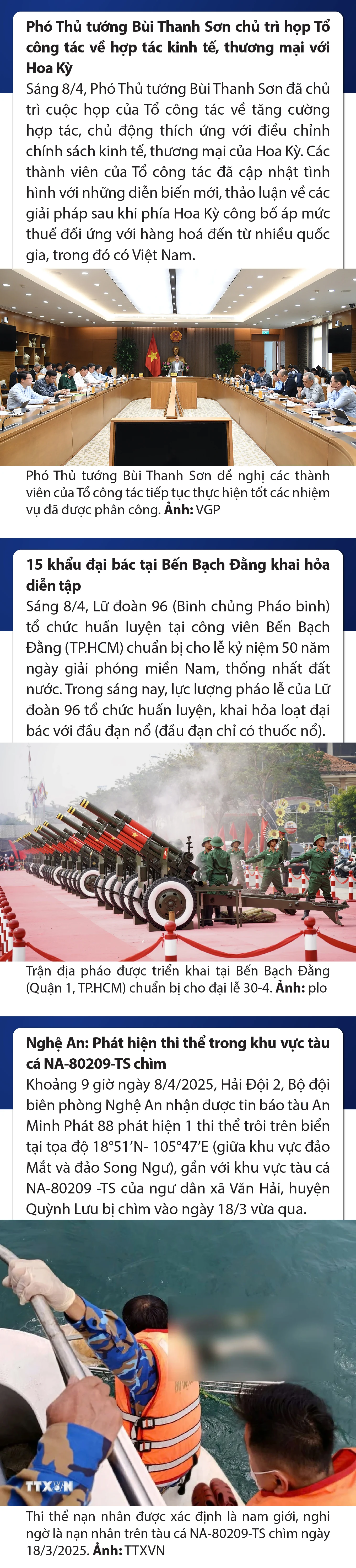 Sự kiện nổi bật trong nước, quốc tế ngày 8/4/2025