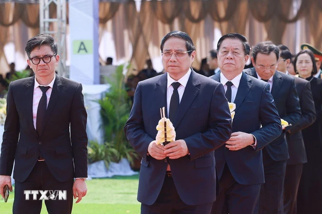 Thủ tướng Phạm Minh Chính dự Lễ truy điệu đồng chí Khamtay Siphandone