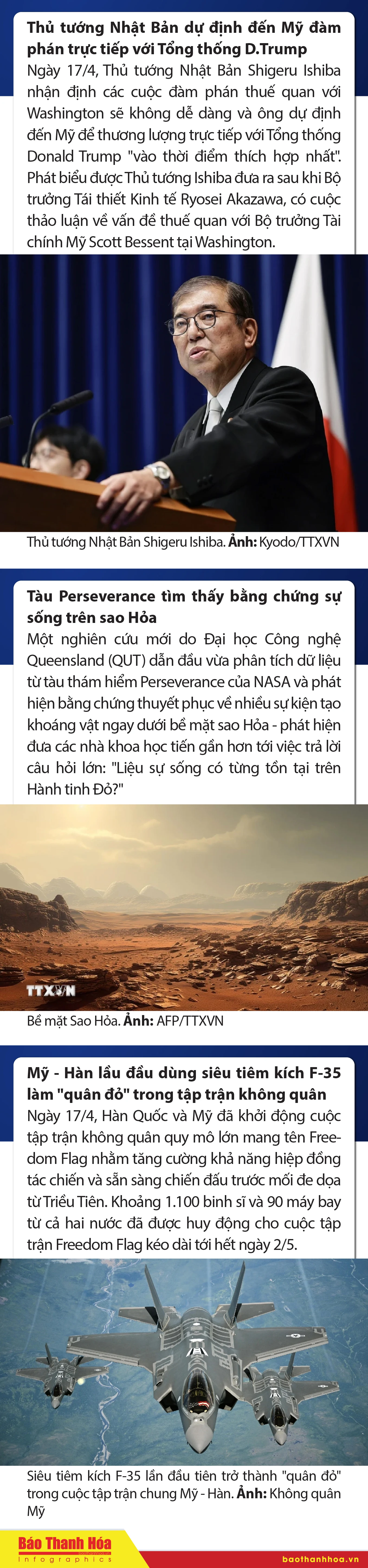 Sự kiện nổi bật trong nước, quốc tế ngày 17/4/2025