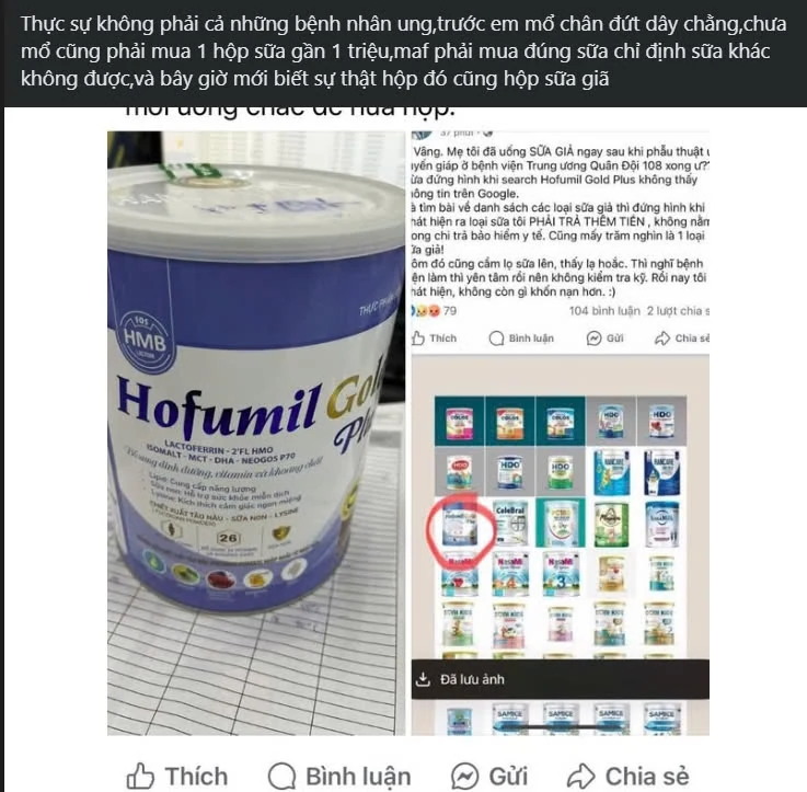 Bệnh viện 108 nói gì về sữa Hofumil Gold Plus bán trong bệnh viện?