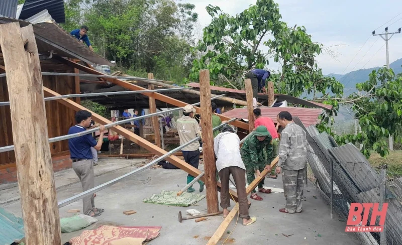 Mường Lát hỗ trợ khắc phục xong 57 nhà ở bị thiệt hại do dông lốc